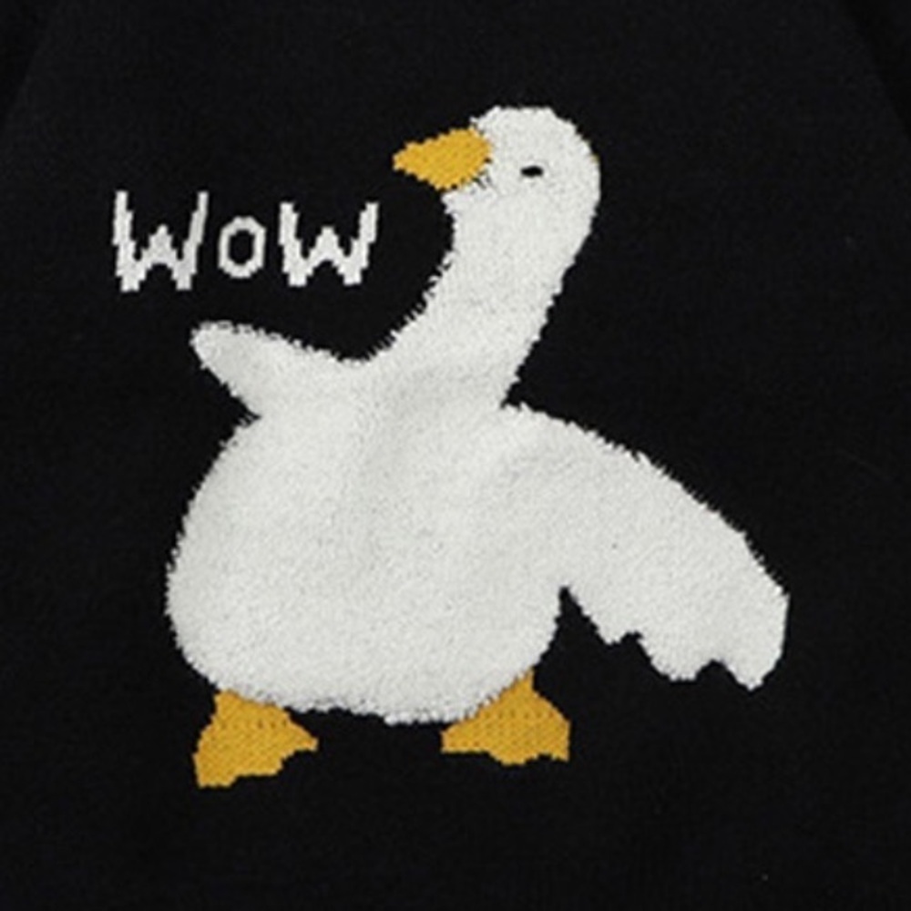 Ziv&Turbo Wow Goose Black Crewneck Sweater